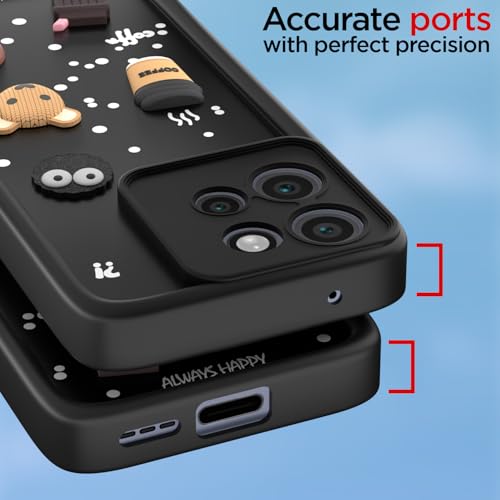Image of Outlouders Back Cover for Moto Edge 50 Neo 5G | 3D Cartoon Cute Fun Bear | Silicone Full Body Protection Bumper Case (Black)