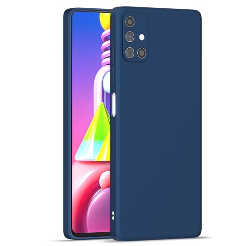 Image of Outlouders Back Cover for Samsung Galaxy M51 | Camera Protection | Durable Soft Matte Silicone Bumper Case (Blue)