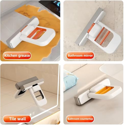 Image of Mini Foldable Sponge Cleaner with Self-Wringing Handle | Compact Wet & Dry Cleaning Tool for Home, Kitchen, Bathroom, Car & Office | Portable Space-Saving Cleaner
