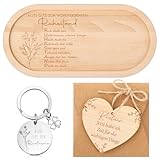 Otuuz 4 Stück Rente Geschenk Rentnerin Geschenke Ruhestand Oval Graviertes Holztablett Herzförmige Holzplakette Pension Abschiedsgeschenk für Frauen Kollegen Lehrer Renteneintritt