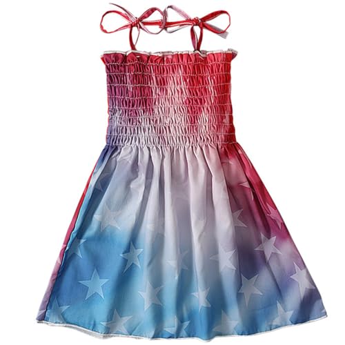 Toddler Girls Dress 4th of July Straps Dresses American Flag Stars Striped Sundress Independence Day Patriotic Outfits