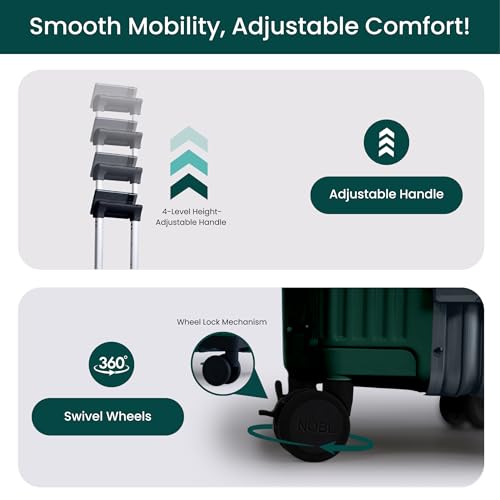 Image of Nobl Travel Zipperless Check In Suitcase - Aluminum Frame, Check In luggage 30.2x20x12 Airline Approved by Noble Travel - Unbreakable Polycarbonate Shell - TSA Locks 360 Spinner Wheels - Forest Green