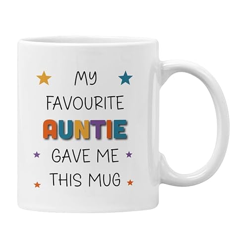 Plumfoolery My Favourite Auntie Gave me This Mug, Gift for Niece Nephew (White)