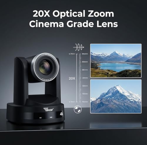 Image of TONZO PTZ Camera TZ430X Full HD 1080P & 4K Output 20X Optical Zoom AI Auto Focus USB Plug & Play PTZ Webcam for Laptop Desktop & Interactive Flat Panels Ideal for Video Conferencing, Online Classes.