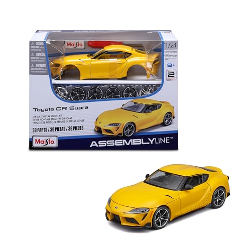 Maisto 1:24 Assembly Line 2022 Toyota Supra GR, Amarillo metálico miniatura 5