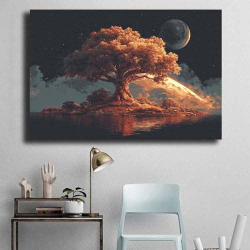 Tableaux arbre de vie décoration murale marron moderne - 4
