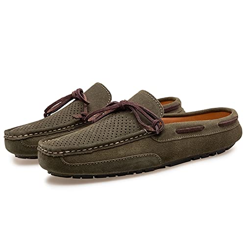 Men's Mens Loafers Shoe Genuine Leather Stitching Details Perforated Breathable Mule Loafer Deck Shoes Anti-Slip Flat Heel Comfortable Flexible3