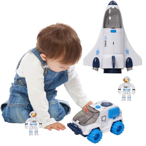 Siairo Space Shuttle Rakete Spielzeug für Kinder, Weltraumspielzeug für Jungen Mädchen, Wissenschaft Lernspielzeug Astronauten Figuren (blau)