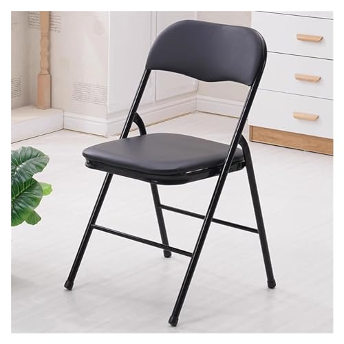 Padded Metal Folding Chairs - Convenient Foldable Office Chair - Stackable and Portable - Sleek Black Design