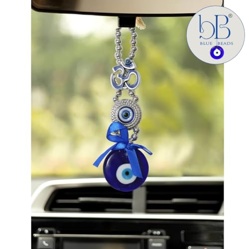 BLUE BEADS Ceramic Turkish Feng Shui Vastu Blue Glass Evil Eye Hanging/Door Hanging Nazar Batu For Protection And Good Luck - Perfect For Gifting Home Or Office (Om)