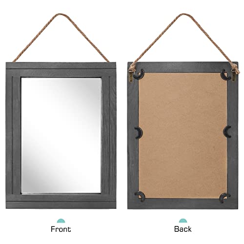 Qlfyuu Rustic Small Wall Mirror,Decorative Wall Mirror with Wood Framed,Farmhouse Mirror for Wall Décor,Rectangle Bathroom Mirror,Hanging Mirror for Living Room,Bedroom,Vanity,Grey - Image 8