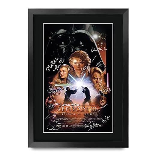 HWC Trading A3 FR Star Wars avsnitt III Revenge of the Sith The Cast Hayden Christensen Ewan McGregor gåvor tryckt affisch signerad autograf bild för film memorabilia fans – A3 inramad