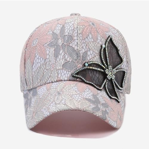 Gorra de béisbol para mujer con mariposa de strass ajustable miniatura 2
