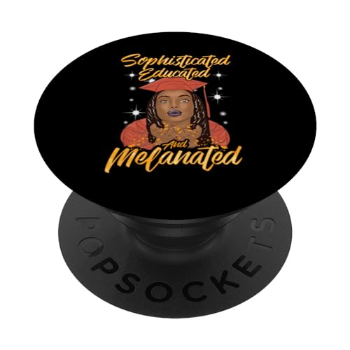 Gorra naranja para fiesta de graduación de niña negra HBCU Senior 2024 2025 PopSockets PopGrip Intercambiable