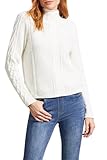Tribal Women's Cotton Funnel Neck Multi Stitch Yarn Patch Work Sweater with Special Wash, Eggshell