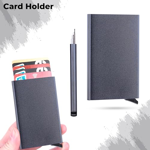 Image of Kraptick Metal Card Holder for Men and Women - RFID Blocking Aluminium Pop Up Card Organizer, Credit Cardholder, Card Case, Card Pouch (DMFP316)