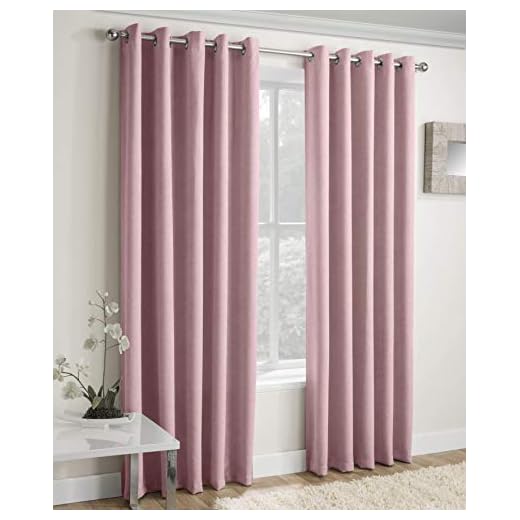 Enhanced Living Vogue Blush Pink 46 x 54 inch (117x137cm) Eyelet Thermal Noise Reducing Dim Out Curtains for Bedroom and Living Room