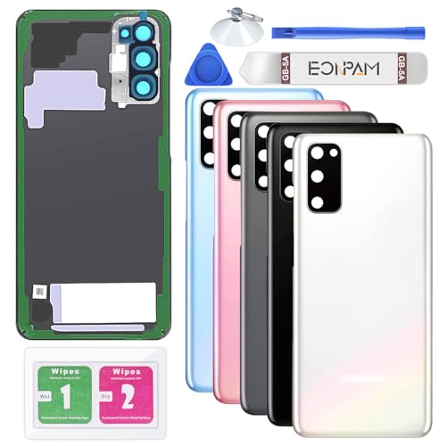 Vitre arrière Samsung S20 origine pour réparer un dos cassé avec lentille et outils blanc