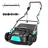 16-Inch 2-in-1 Electric Dethatcher and Scarifier, Lawn Tool with 12-Gallon Thatch Collection Bag, 5-Position Depth Adjustment, Foldable Design