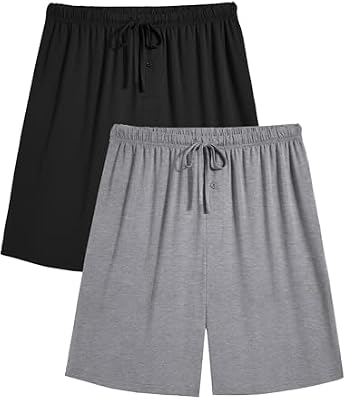Ekouaer 2 Pack Mens Pajama Shorts Bamboo Rayon Pj Bottoms Soft Sleepwear