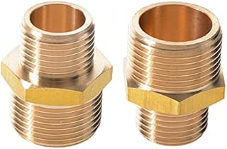 Brass Hexagon Reducer 3/4 to 1/2 BSP, Her Kindness 2 Pcs Brass Bsp Reducing Connector, 1/2 inch Male to 3/4 inch Adaptor, Brass Reducing Double Nipple 3/4" x 1/2" Male to Male