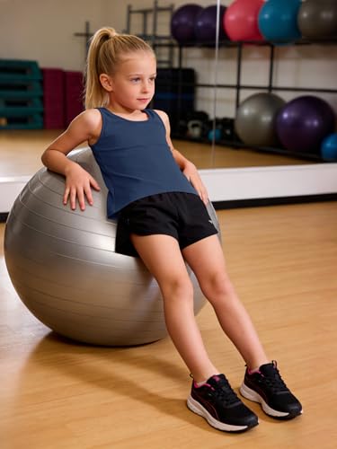 Image of Haloumoning Girls Athletic Tank Tops Racerback Sleeveless Shirts | Dry Fit Active Sports Running Yoga Shirts
