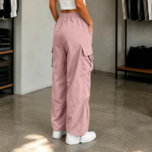 Women's Cargo Pants Drawstring Waist Wide Leg Utility Work Trousers - Image 2