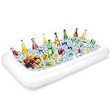 Large Inflatable Ice Serving Bar for Food, Drinks, Salad, Floating Buffet Cooler Tray with Drain Plug for Pool Party, BBQ, Picnic, Camping, Beach, and Outdoor Supplies