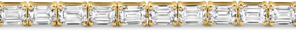Pompeii 7Ct Emerald Cut Diamond Tennis Bracelet 7" 14k Yellow Gold - Size 7