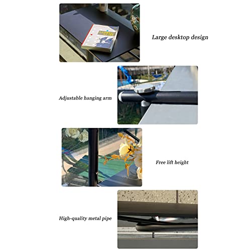 Mesa de bar de varanda para trilhos, mesa de deck dobrável ao ar livre, trilho pendurado dobrável al