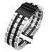 Fashion Two Tone Design Silver-Black Stainless Steel Watch Band Compatible for Apple 42mm/44mm Black Matte Metal Watch Strap Replacement Wristband for iWatch Series 6 SE 5 4 3 2 1