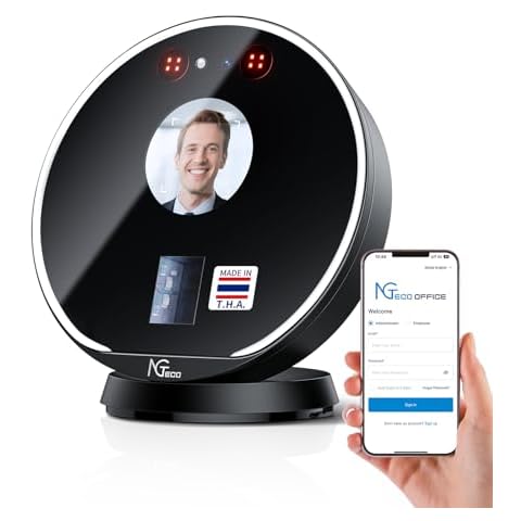 NGTeco Time Clock Cloud-Based, Face+Fingerprint+Card Attendance Time Clocks for Employees Small Business, 2.4G WiFi Remote Control Clock in Machine with Software＆App, IC Cards, No Monthly Fee Cover