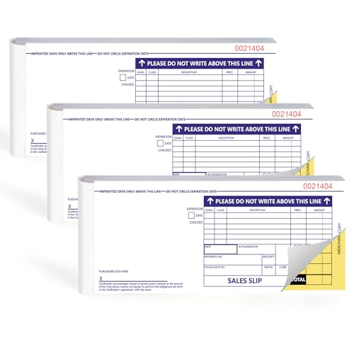 Cartes de crédit longues liasses 3 parties papier sans carbone bureau