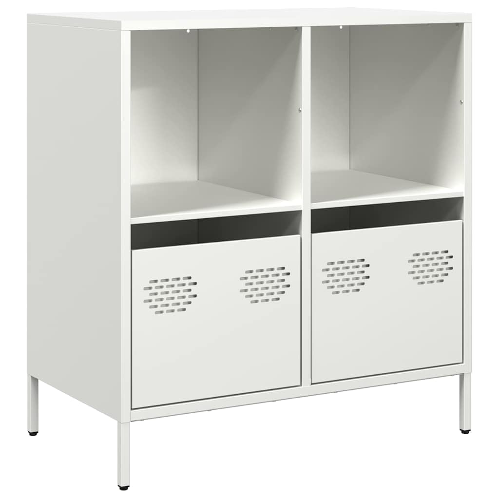 Aparador blanco de acero 68x39 cm con 2 cajones y compartimentos 1