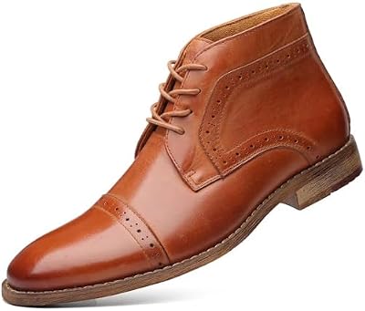 Arkbird Dress Boots for Men – Genuine Leather Lace‑Up Cap Toe British‑Style Casual Ankle Boot in Bro...