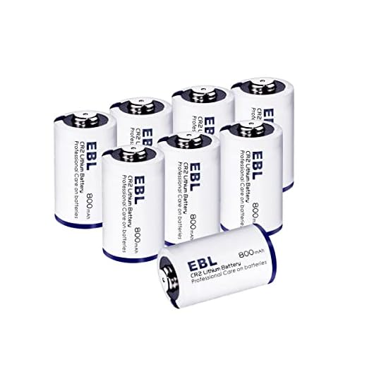 EBL CR2 Lithium Battery, 3 Volt 800mAh Photo Battery for Mini 25, Mini 50, Golf Rangefinder, Flashlight, Electronic Toys, Alarm Systems (CR2-8 Count)
