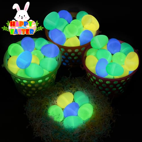 48 Pcs Glow in the Dark Easter Eggs, Plastic Easter Eggs for Part...