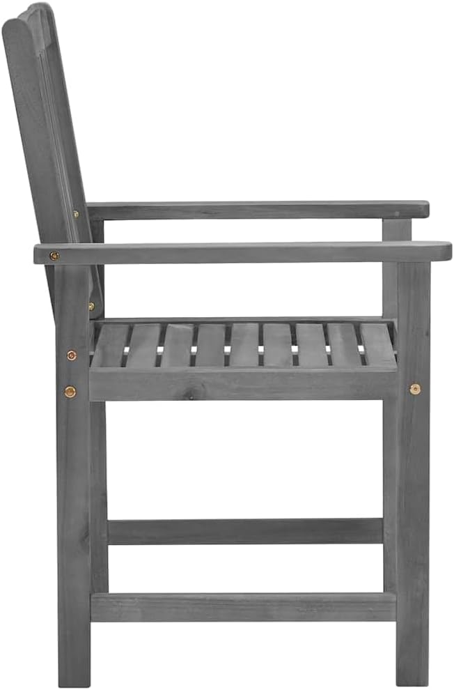 vidaXL Patio Chairs 4 Pcs, Patio Dining Chair with Cushions, Outdoor Chair for Deck Garden Lawn Balcony, Farmhouse Style, Gray Solid Wood Acacia