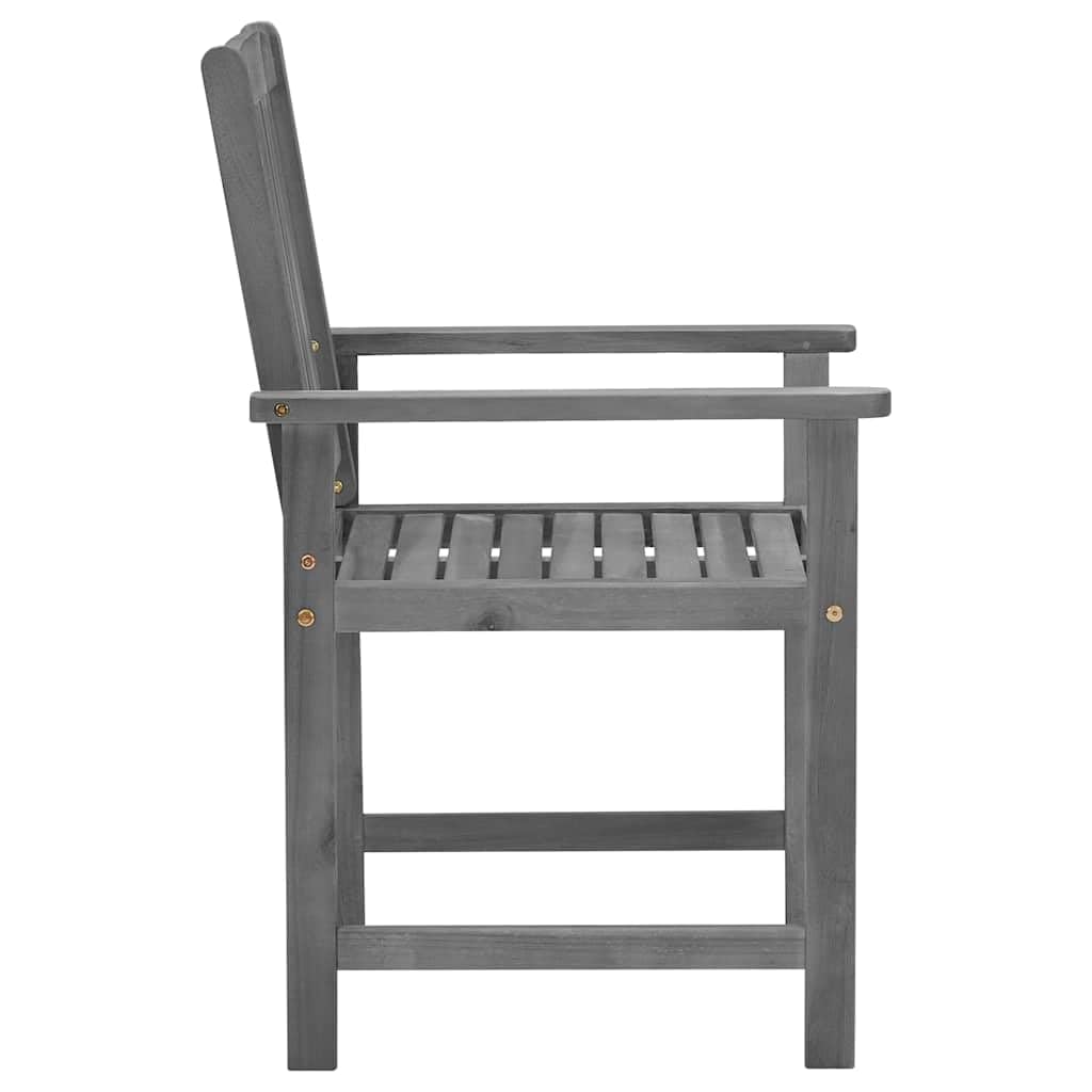 Set di 4 sedie da regista in legno di acacia con cuscini grigi, sedie da giardino robuste in legno di acacia massiccio, carico massimo 110 kg per seduta
