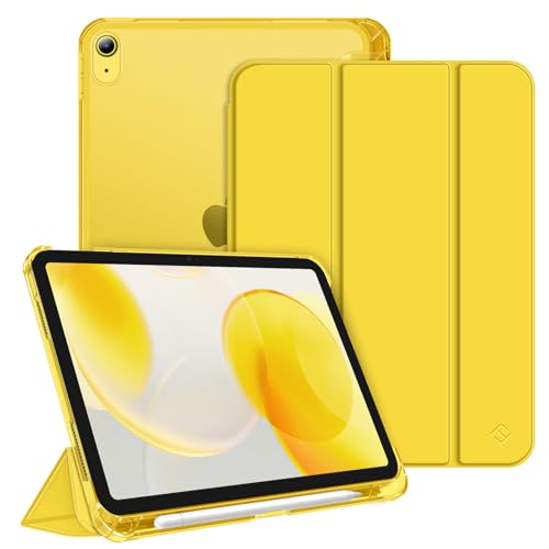 FINTIE Cover per iPad (A16) 11ª Generazione 11' (2025)/iPad 10ª Generazione 10.9' (2022) con Portapenne - Sottile Leggero Opaca Trasparente Posteriore Custodia con Auto Sveglia/Sonno, Giallo scuro