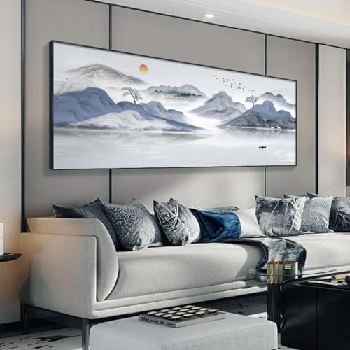 Toile paysage d'eau KEBIA encre de Chine esthétique premium 55x165