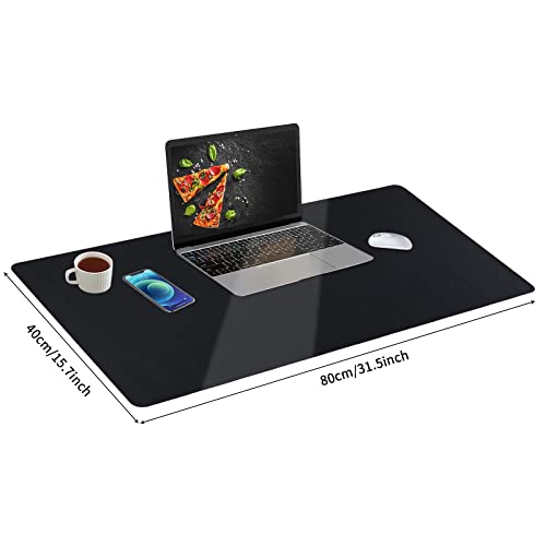 Image of Bloss Leather Desk Pad, Non-Slip Desk Protector Mat, Black (15.7 x 31.5 Inches)