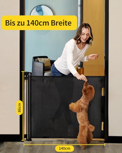 dearlomum Treppenschutzgitter Türschutzgitter Ausziehbar 0-140 cm,Baby Absperrgitter Schutzgitter Treppe für Kinder… – Ansicht 2