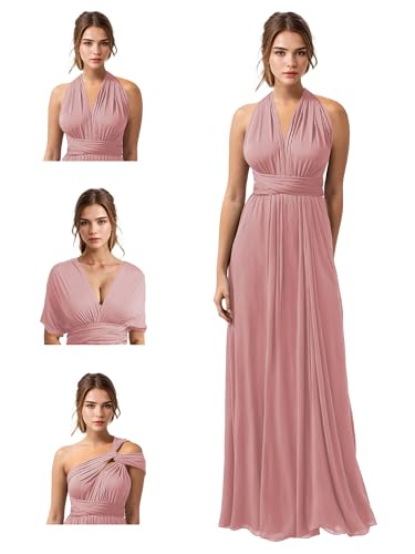 Image of JAEDEN Bridesmaid Dresses Multiway Convertible - Long Bridesmaid Dresses Chiffon Pleat 2026