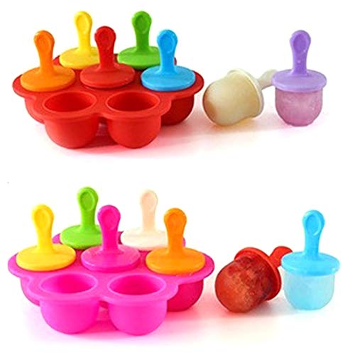 SODIAL Ice Lolly Moulds Silicone, Popsicle for Children, Kids Fruitsicles Freeze Purees Moulds, Red & Rose Red SODIAL Ice Lolly Moulds Silicone, Popsicle for Children, Kids Fruitsicles Freeze Purees Moulds, Red & Rose Red