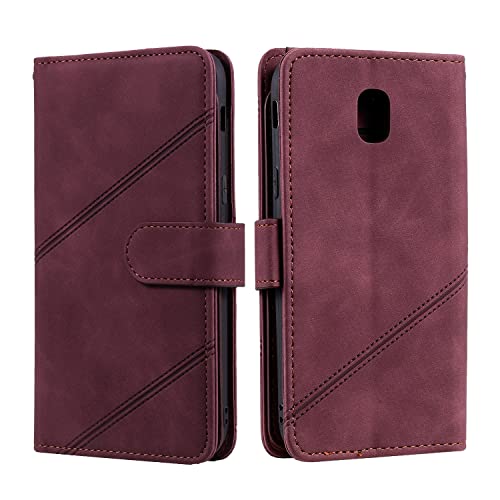 Étui Galaxy J5 2017 Pro coque portefeuille en cuir avec 9 fentes de cartes et cordon de transport