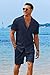 COOFANDY Men's 2 Pieces Shirt Sets Short Sleeve Casual Button Down Hippie T-Shirts Shorts Sets Summer Fashion Beach Outfits