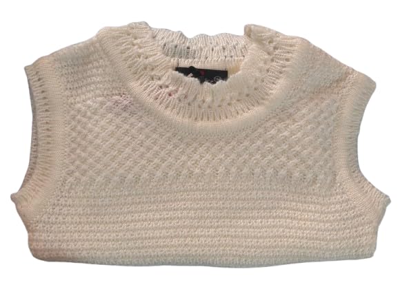 duvanshi Sleeveless Knitted Pullover Sweater, Crew Neck, Marled Pattern, Size Free for Ladies, Adult and ect... Cream-picture-37