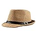 Femmes Brim Paille Panama Large Déroule Chapeau avec Boucle De Ceinture Fedora Sun Beach Hat Khaki