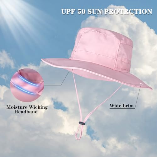 Sun Hat for Men/Women, UPF 50+ Fishing Hat,Waterproof Wide Brim Bucket Hat Foldable Boonie Hat for Hiking Garden Safari Beach Pink by Rosoz - Image 2